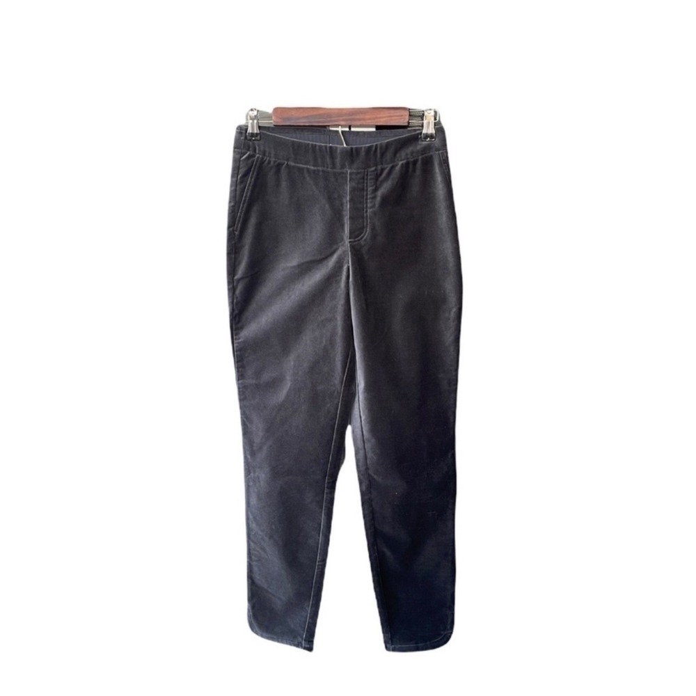 Isaac Mizrahi Pants Straight Leg Velvet Pull On Ankle Charcoal Grey Size 0
